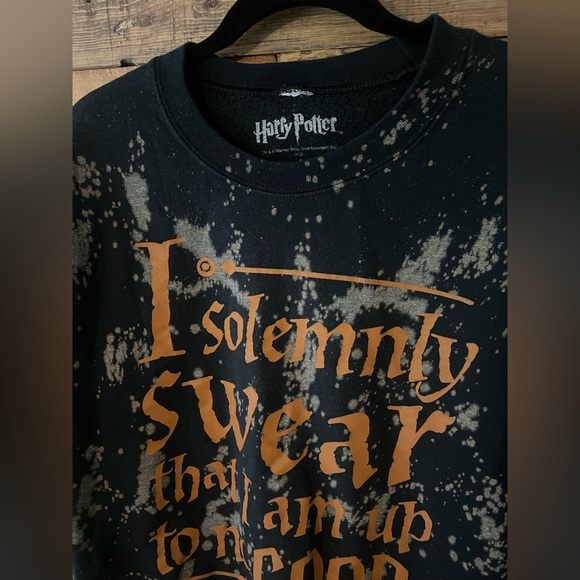 Y2K Harry Potter Crewneck Sweatshirt Bleach Splatter Size S - Picture 2 of 4